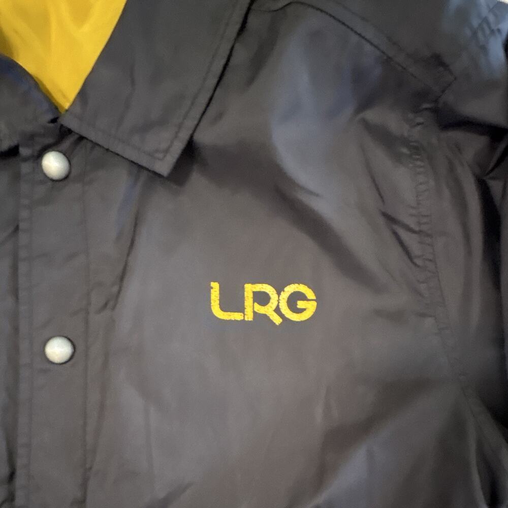 LRG Size L Jacket Snap Button Lifted Research Group Nylon Wind Breaker Y2K Black